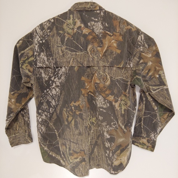 Vtg Mossy Oak Field Staff L Button Front Vented - Picture 2 of 8